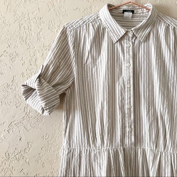 J. Crew Dresses & Skirts - J.CREW • sand striped seersucker shirtdress